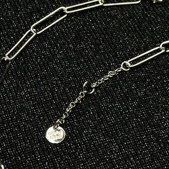 ~ Marlyn Schiff Pave Link Necklace 16-18" Silvertone / Cubic Zirconia - Picture 13 of 15